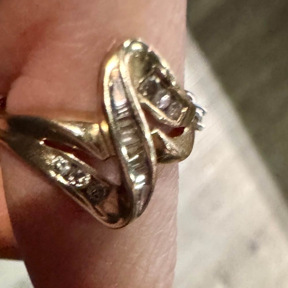 Classic Gold-Tone Swirl Ring with Clear Stones - Women's Jewelry